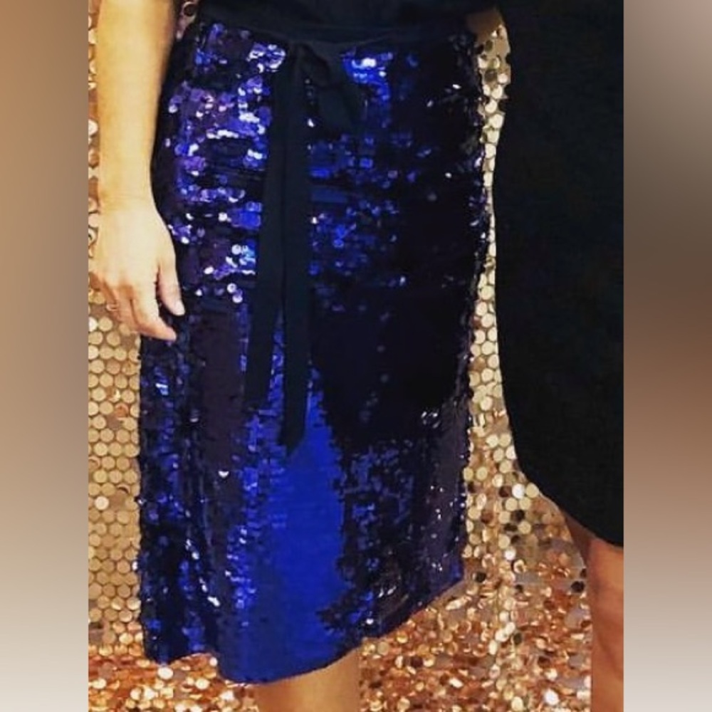 JCrew Collection navy blue sequin skirt. Size 4. Worn twice.